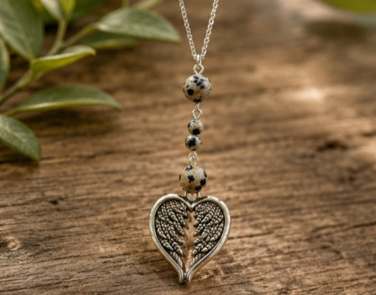 Dalmation Jasper wings pendant