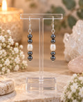 Hematite & freshwater pearl earrings