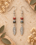 Agate and feather detail earrings