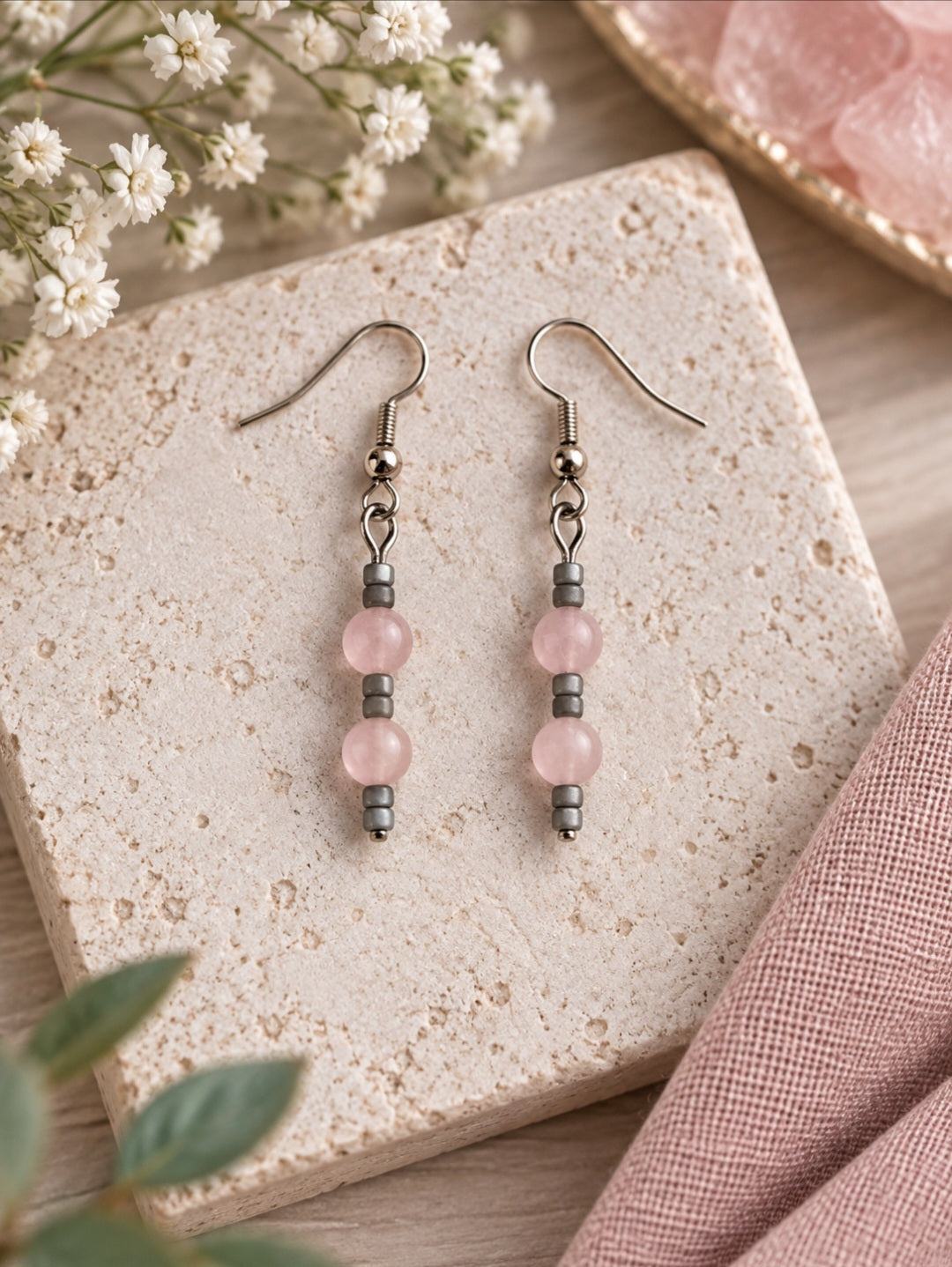 Rose quartz earrings