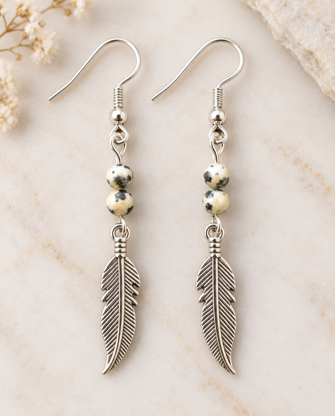 Dalmation jasper drop earrings