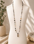 Smokey quartz drop, long necklace