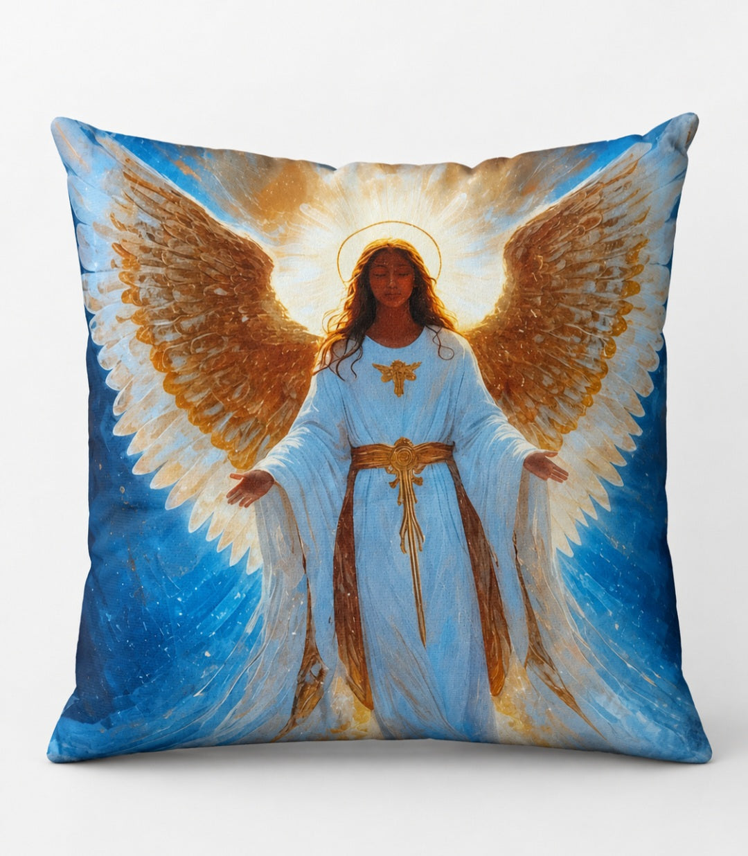 Cushion with hold wing angel print