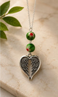 Mille flori glass and angel wings pendant