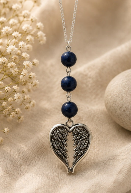 Lapis Lazuli and angel wings pendant