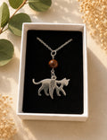 Cat and angel wing memory pendant with tigers eye
