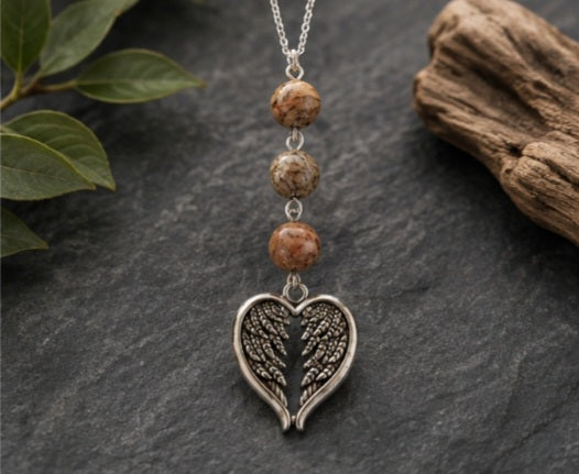Jasper and angelwings pendant