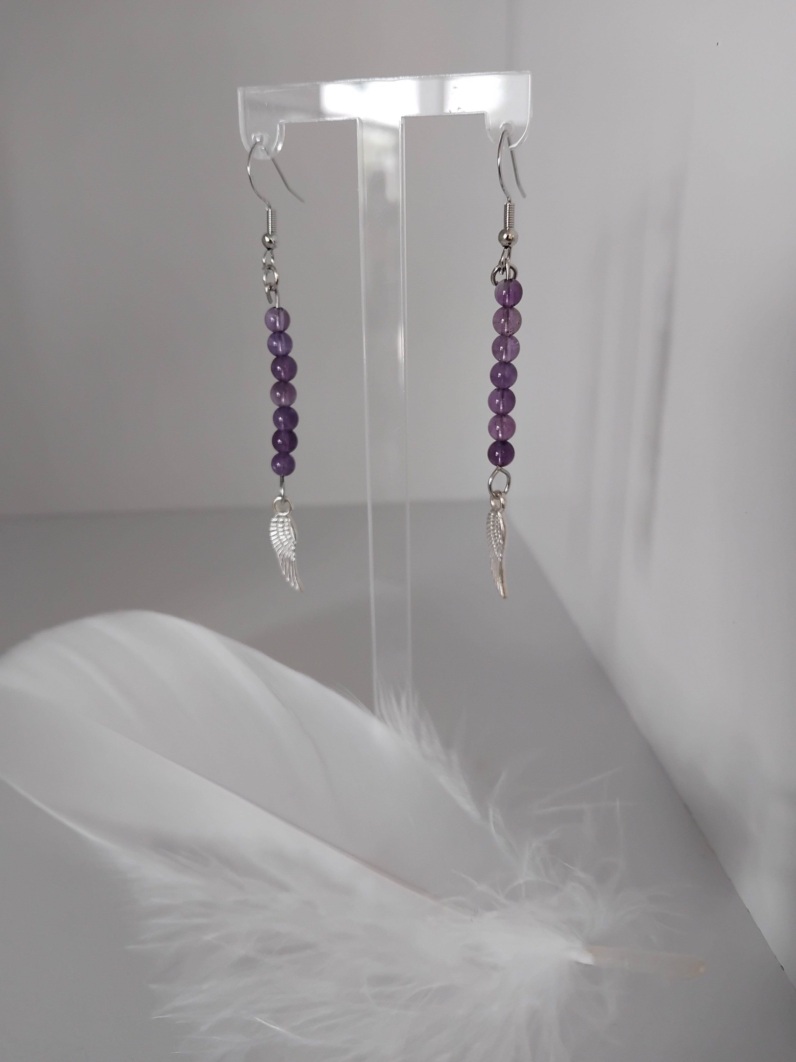 Amethyst long drop earrings