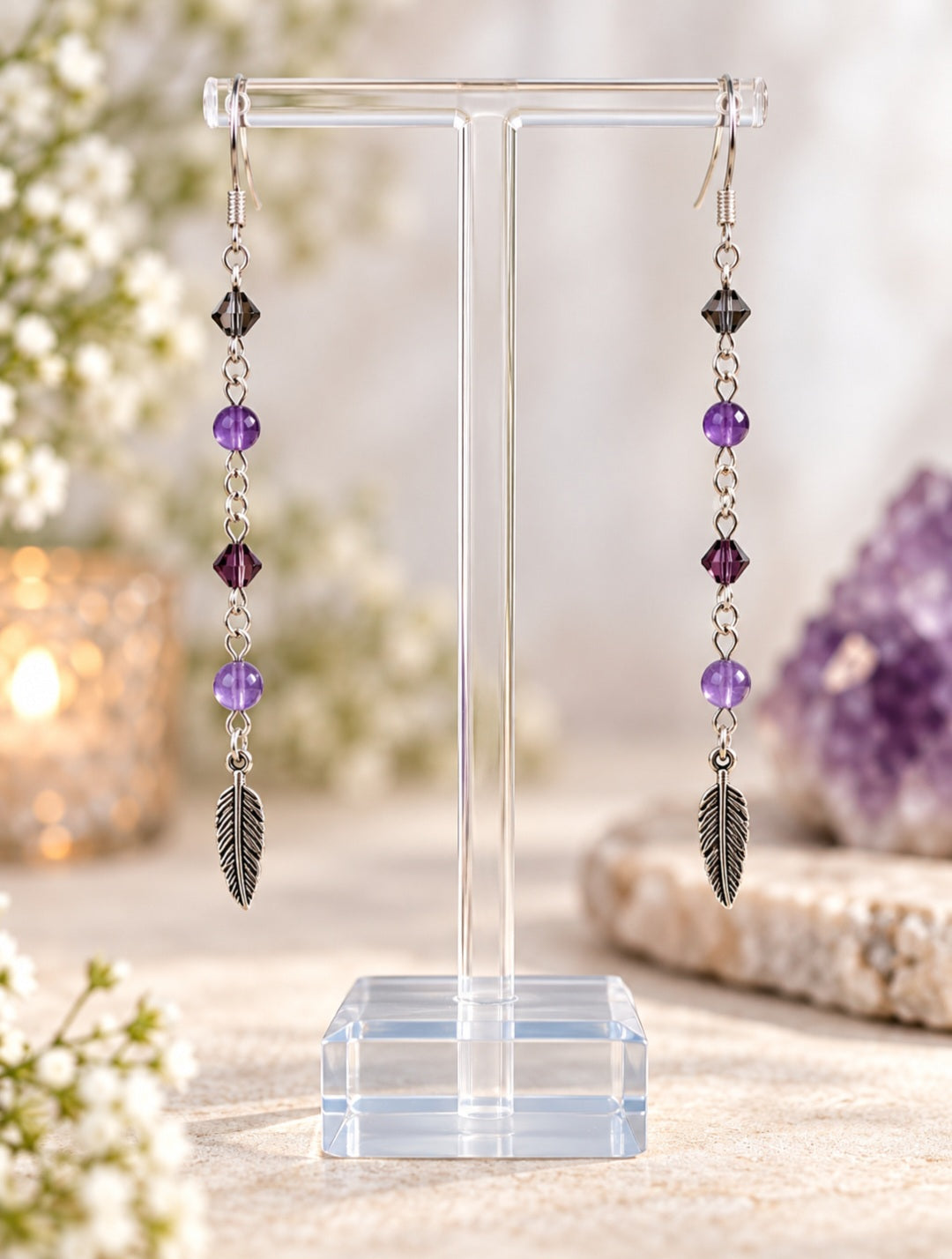 Amethyst long earrings