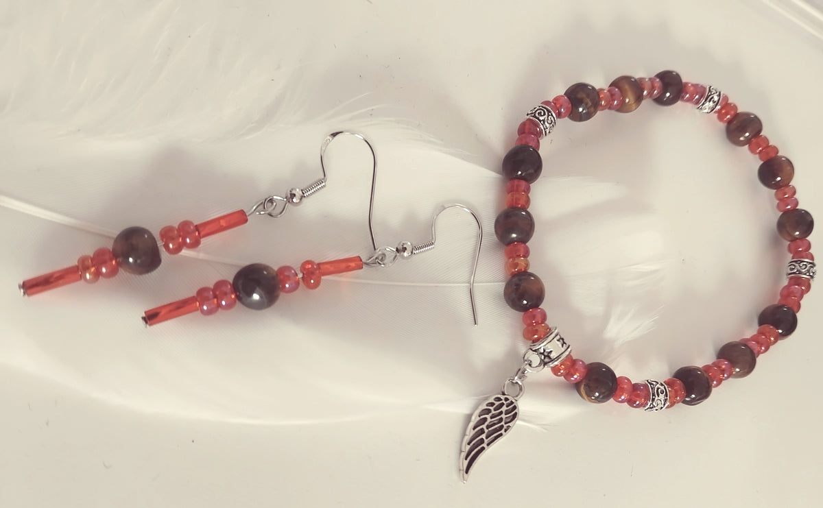 Tigers eye and glass set