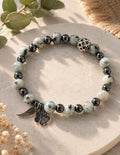 Kiwi jasper and hematite pet memory bracelet