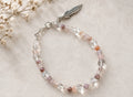 Clear quartz and agate bracelet with feather detail