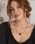 Black and clear glass necklace
