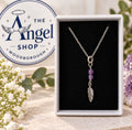 Amethyst and feather pendant