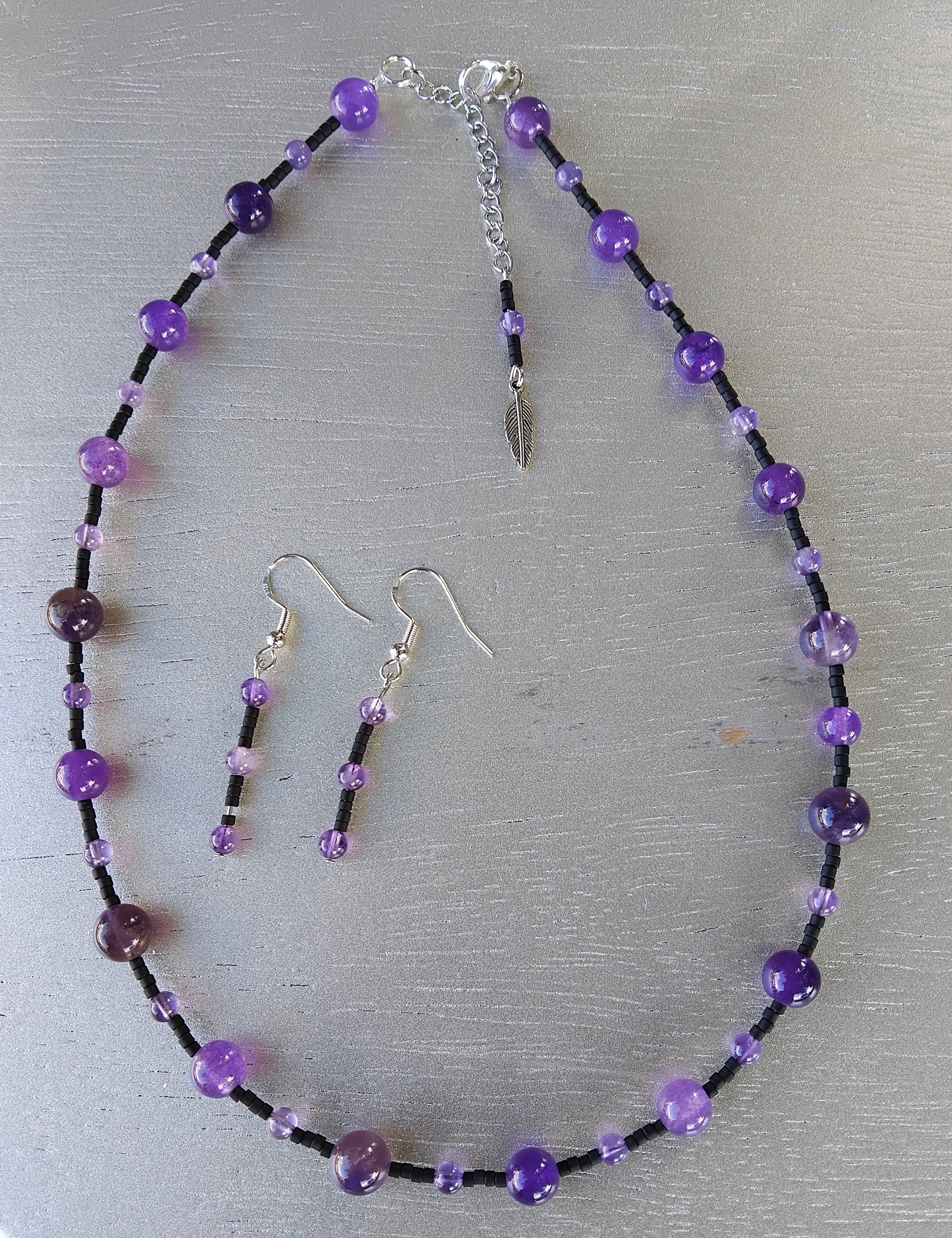 Amethyst necklace and earrings